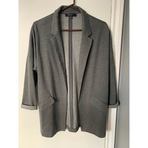 Grey longline pinstripe blazer